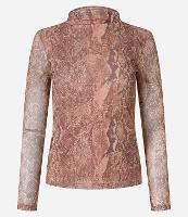 Blusa em Tule com Gola Alta e Estampa Serpente - 2