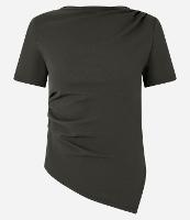 Blusa em Crepe com Drapeados no Ombro e Barra Assimétrica - 1