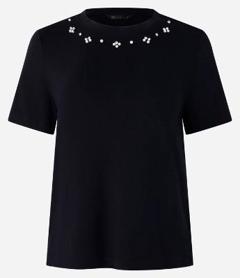 Blusa em Viscose com Strass e Pérolas Aplicados