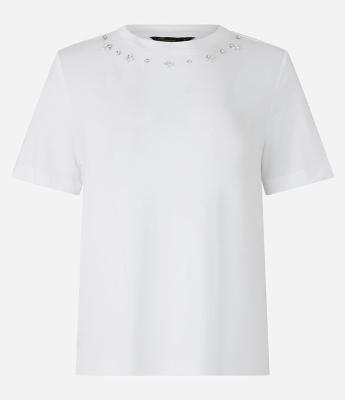 Blusa em Viscose com Strass e Pérolas Aplicados