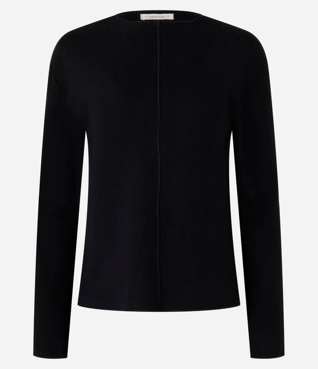 Blusa em Moletinho com Friso Frontal e Gola Média - 1