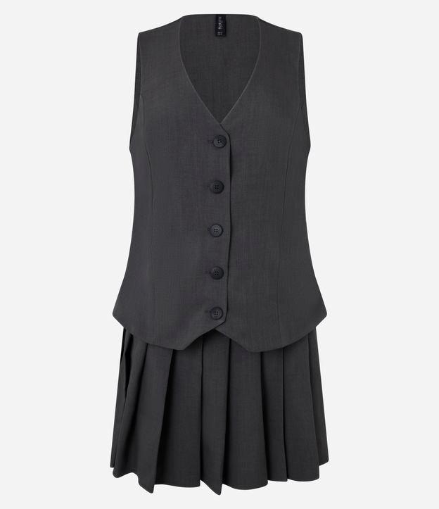 Vestido Godê em Alfaiataria com Colete e Saia Plissada - 1