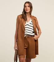 Colete Longo com Cinto Amarração e Bolsos - 2