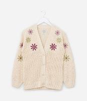 Cardigan Infantil em Tricô com Bordado Floral - Tam 5 a 14 Anos - 1