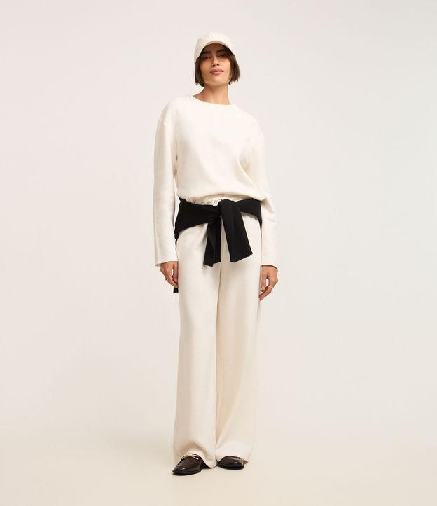 Calça Ampla Básica em Moletinho com Amarração no Cós - 2