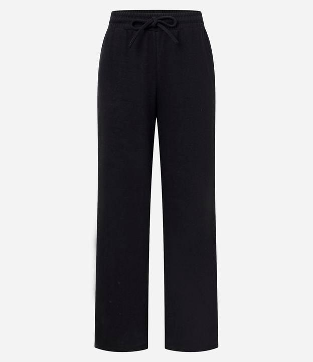 Calça Ampla Básica em Moletinho com Amarração no Cós - 1