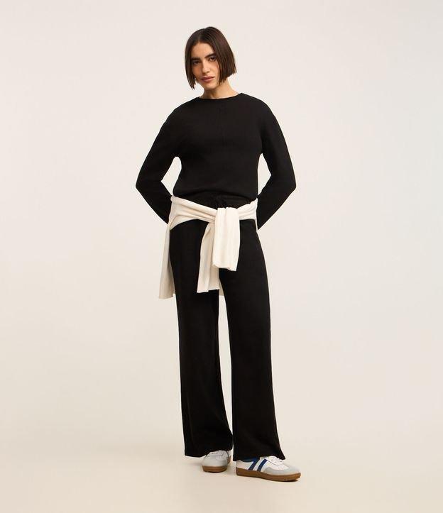 Calça Ampla Básica em Moletinho com Amarração no Cós - 2