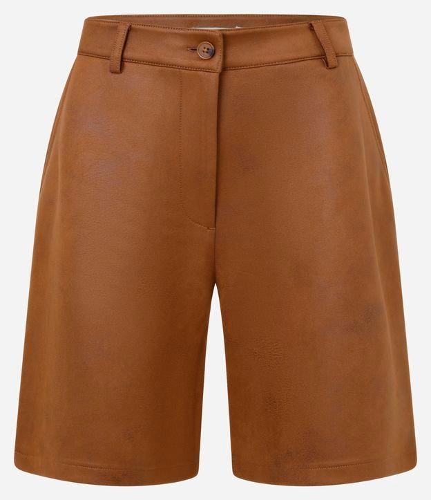 Short Reto Cintura Alta em Suede com Bolsos - 1