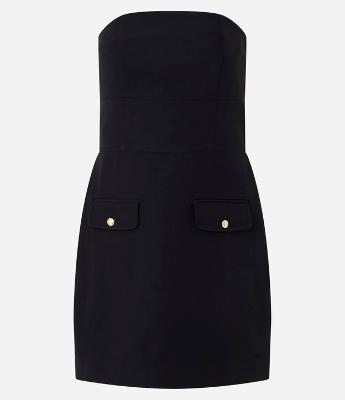 Vestido Curto Alfaiatado sem Alça com Decote Reto