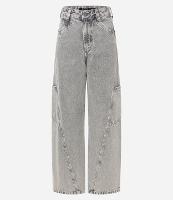 Calça Wide Leg em Jeans com Recorte Transversal e Bolso Cargo - 1