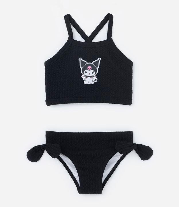 Biquíni Infantil com Proteção UV e Estampa Kuromi - Tam 5 a 14 Anos - 1