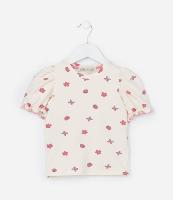 Blusa Infantil com Manga Bufante e Estampa Morangos - Tam 1 a 6 Anos - 1