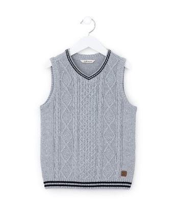 Colete Infantil em Tricô com Textura - Tam 1 a 5 Anos