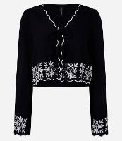 Blusa em Tricoline com Amarração e Bordado na Barra e Punhos - 1