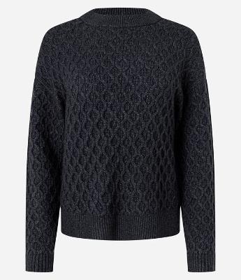 Suéter Manga Longa em Tricot com Textura Colmeia