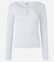 Blusa de Pijama em Ribana com Gola Redonda e Botões - 1