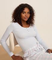 Blusa de Pijama em Ribana com Gola Redonda e Botões - 2