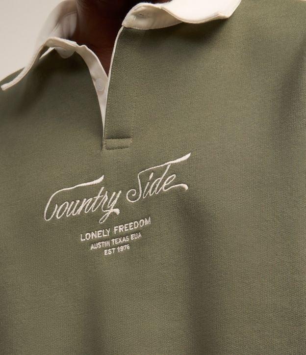 Moletom em Algodão com Gola Polo e Lettering Bordado - 2