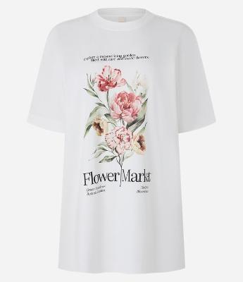 Camiseta em Algodão com Lettering Flower Market