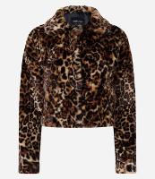 Jaqueta Cropped Pesada com Pelinhos e Estampa Animal Print Onça - 1