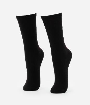 Meia Cano Alto Esportiva em Algodão com Estampa Keep Going