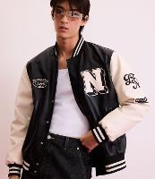 Jaqueta Bomber College em Pu com Lettering - 1