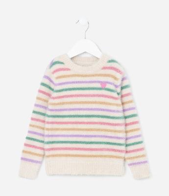 Blusão Infantil Felpudo com Estampa Listrada - Tam 1 a 5 Anos