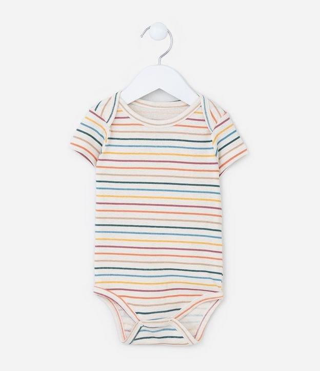 Body Infantil em Ribana com Estampa Listrada - Tam RN a 18 meses - 1