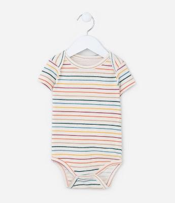 Body Infantil em Ribana com Estampa Listrada - Tam RN a 18 meses