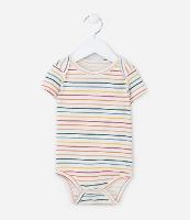 Body Infantil em Ribana com Estampa Listrada - Tam RN a 18 meses - 1