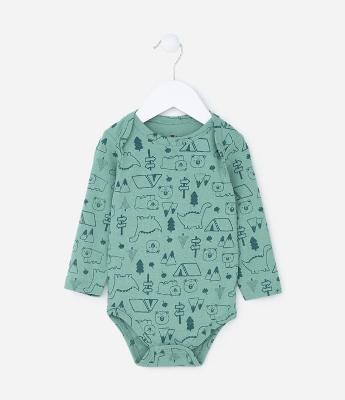 Body Infantil com Estampa Dinossauros - Tam RN a 18 meses