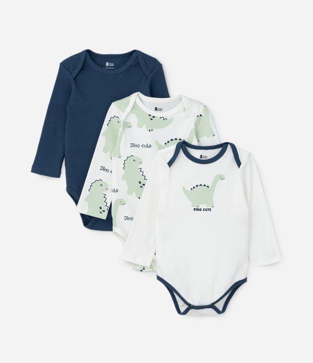 Kit 03 Bodies Infantis com Estampa Dinos - Tam 0 a 18 meses - 1