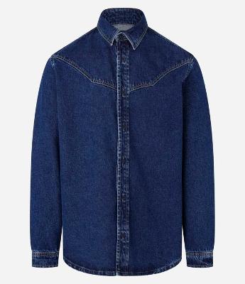 Camisa Comfort em Jeans Resinado com Recortes