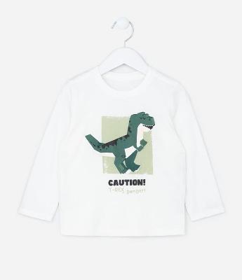 Camiseta Infantil com Estampa Dino 3D - Tam 1 a 6 Anos