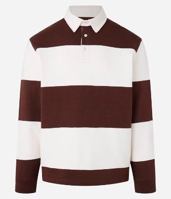 Moletom com Gola Polo e Estampa Listrada