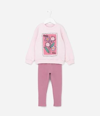 Conjunto Infantil Quentinho com Bordado Florzinhas - Tam 1 a 6 Anos