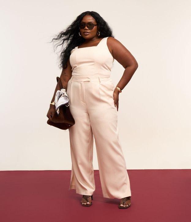 Calça Reta Alfaiataria com Fenda Lateral Curve & Plus Size - 3