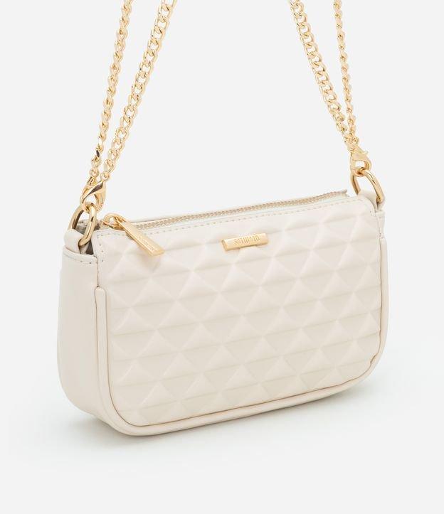 Bolsa Baguete Pequena em PU com Alça Corrente e Texturas - 1