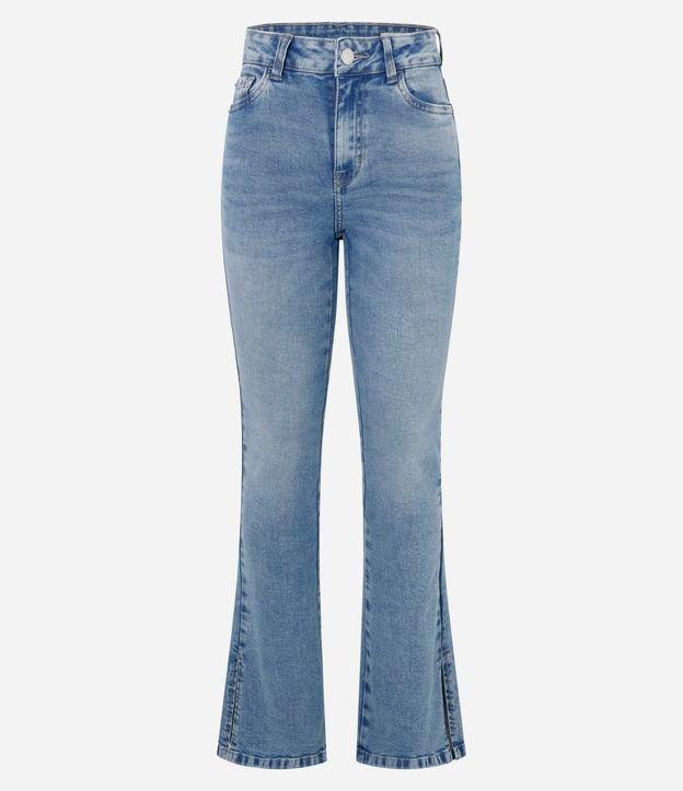 Calça Bootcut em Jeans com Cintura Alta e Abertura Lateral na Barra - 1
