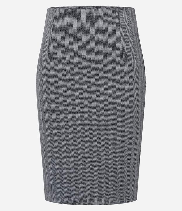 Saia Midi Lápis em Ponto Roma com Padronagem Geométrica - 1