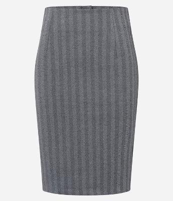 Saia Midi Lápis em Ponto Roma com Padronagem Geométrica