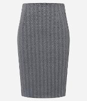 Saia Midi Lápis em Ponto Roma com Padronagem Geométrica - 1