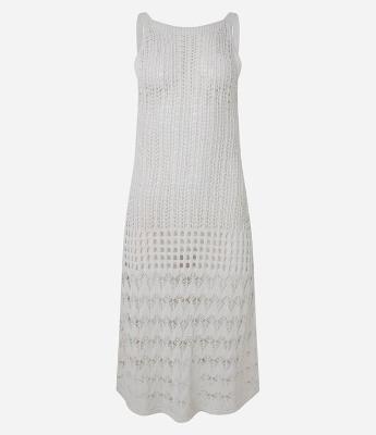 Saída de Praia Vestido Efeito Crochê