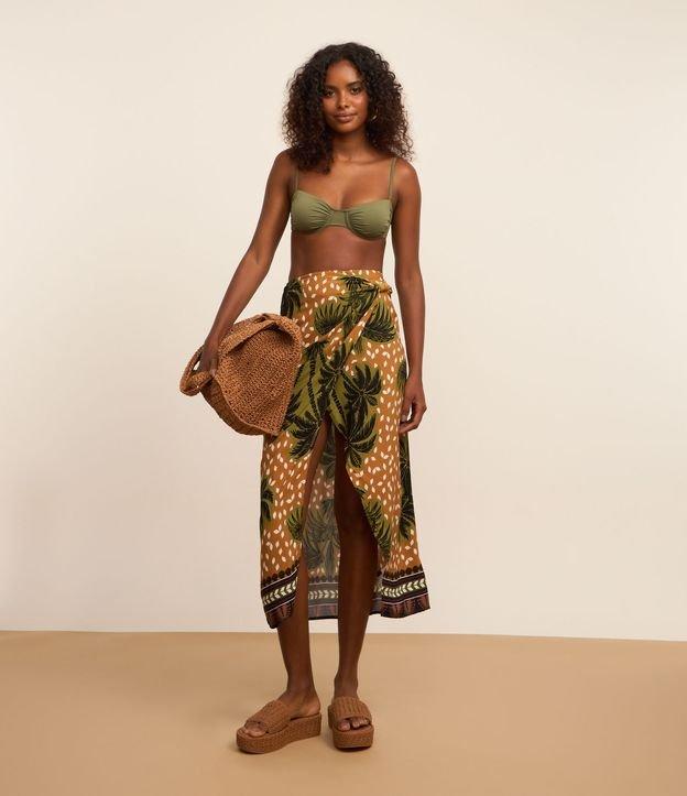 Saída de Praia Saia em Viscose com Estampa de Coqueiros e Aviamentos - 2