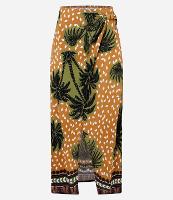 Saída de Praia Saia em Viscose com Estampa de Coqueiros e Aviamentos - 1