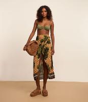 Saída de Praia Saia em Viscose com Estampa de Coqueiros e Aviamentos - 2