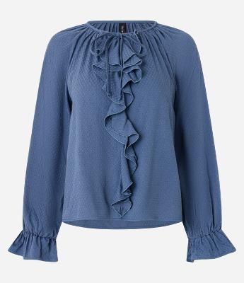 Blusa em Viscose Twill e Babados Frontais