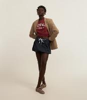 Saia Balonê em Alfaiataria Xadrez Pied-de-poule com Amarração no Cós - 3