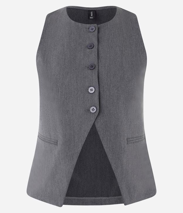 Colete Alongado em Alfaiataria com Botões e Abertura Frontal - 1