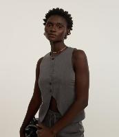 Colete Alongado em Alfaiataria com Botões e Abertura Frontal - 2